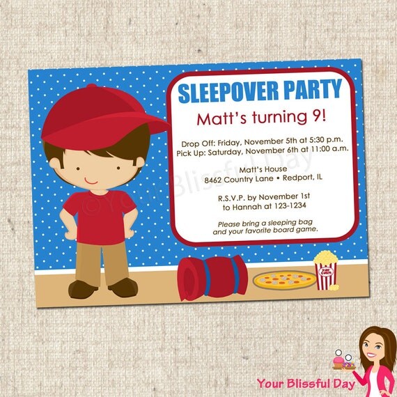 PRINTABLE Boy Sleepover Party Invitation Il_570xn