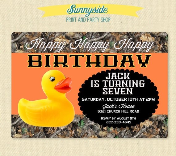 Rubber Duck Hunt - Happy Birthday Invitation - Printable Il_570xn