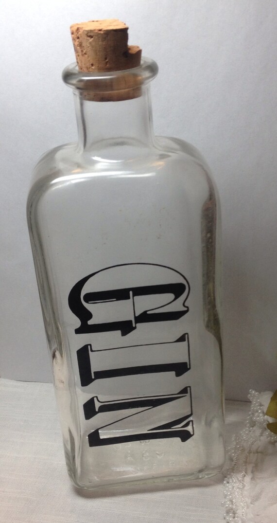 Antique Gin Bottle Glass Decanter Cork Stopper by MyVintageAlcove