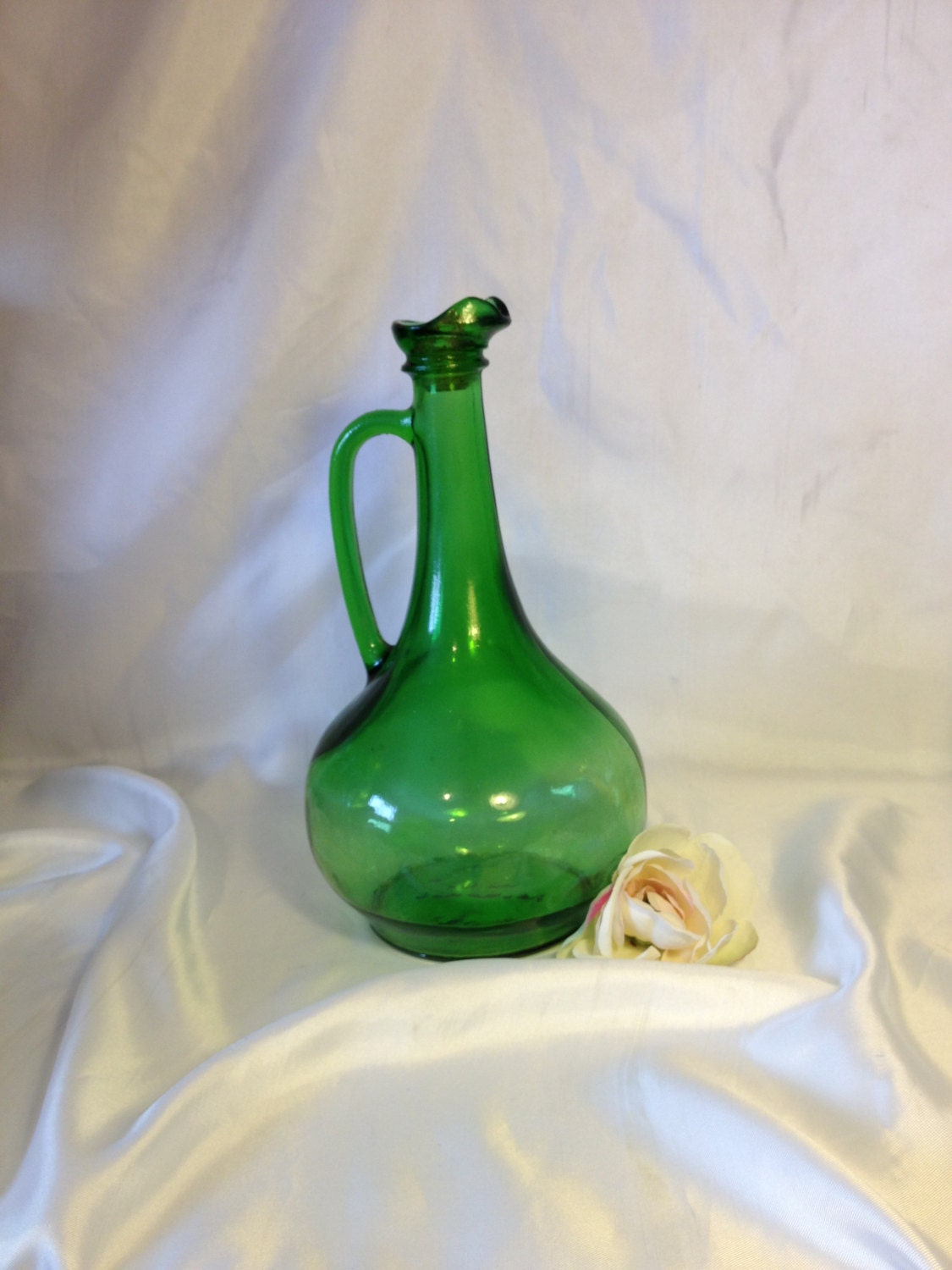 Vintage Green Glass Decanter Wine Bottle