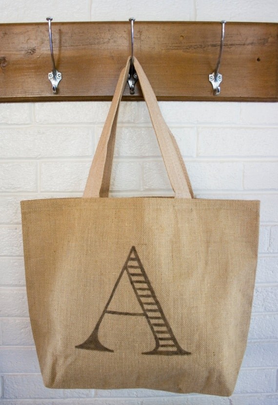 Custom Monogram Burlap Tote Bags - Set of 8 - Great for Bridesmaid ...