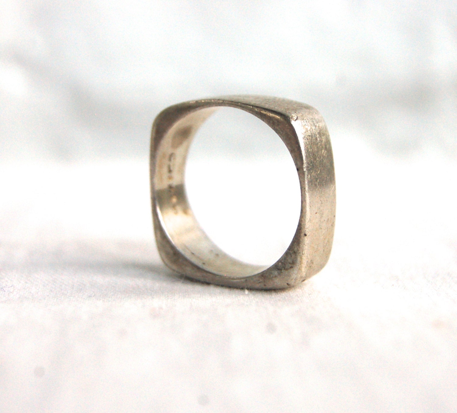 Vintage Sterling Silver Ring Band Mexican Modern Square Size 8 - AdobeHouseVintage