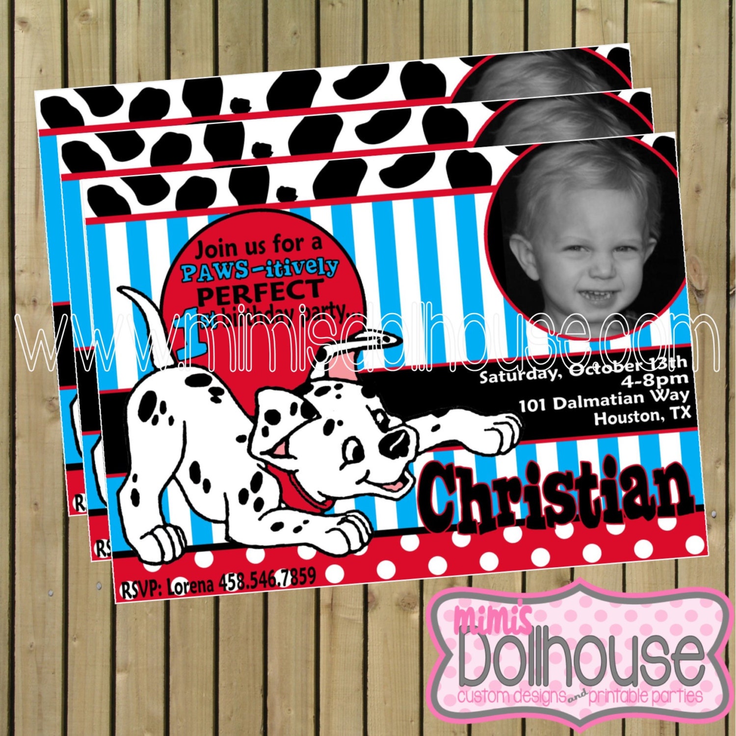 Dalmatian Invitation- Printable Dalmatian Birthday Party Invitation-Puppy Dog Invitation PDF/JPEG Il_570xn