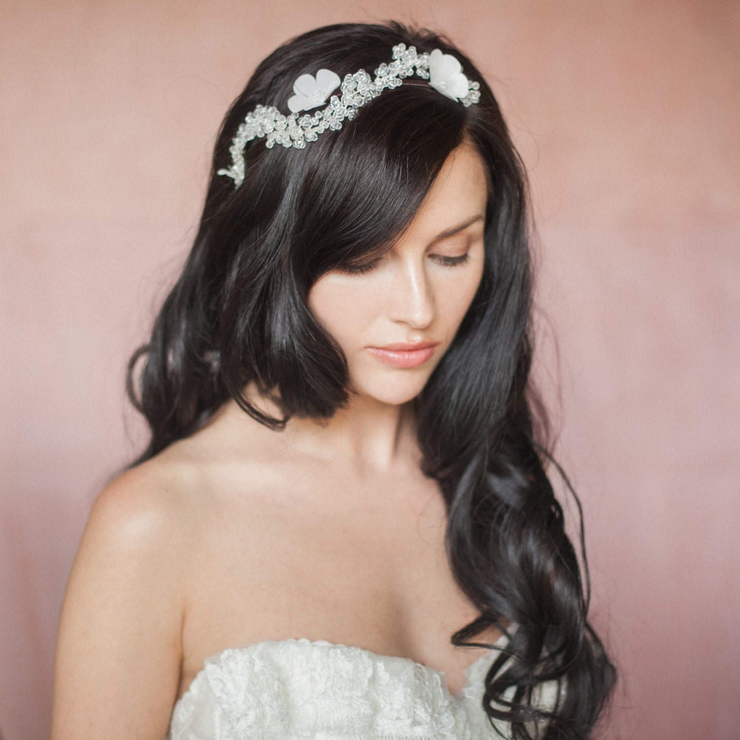 Celie Bridal Wedding Floral Crystal Headband