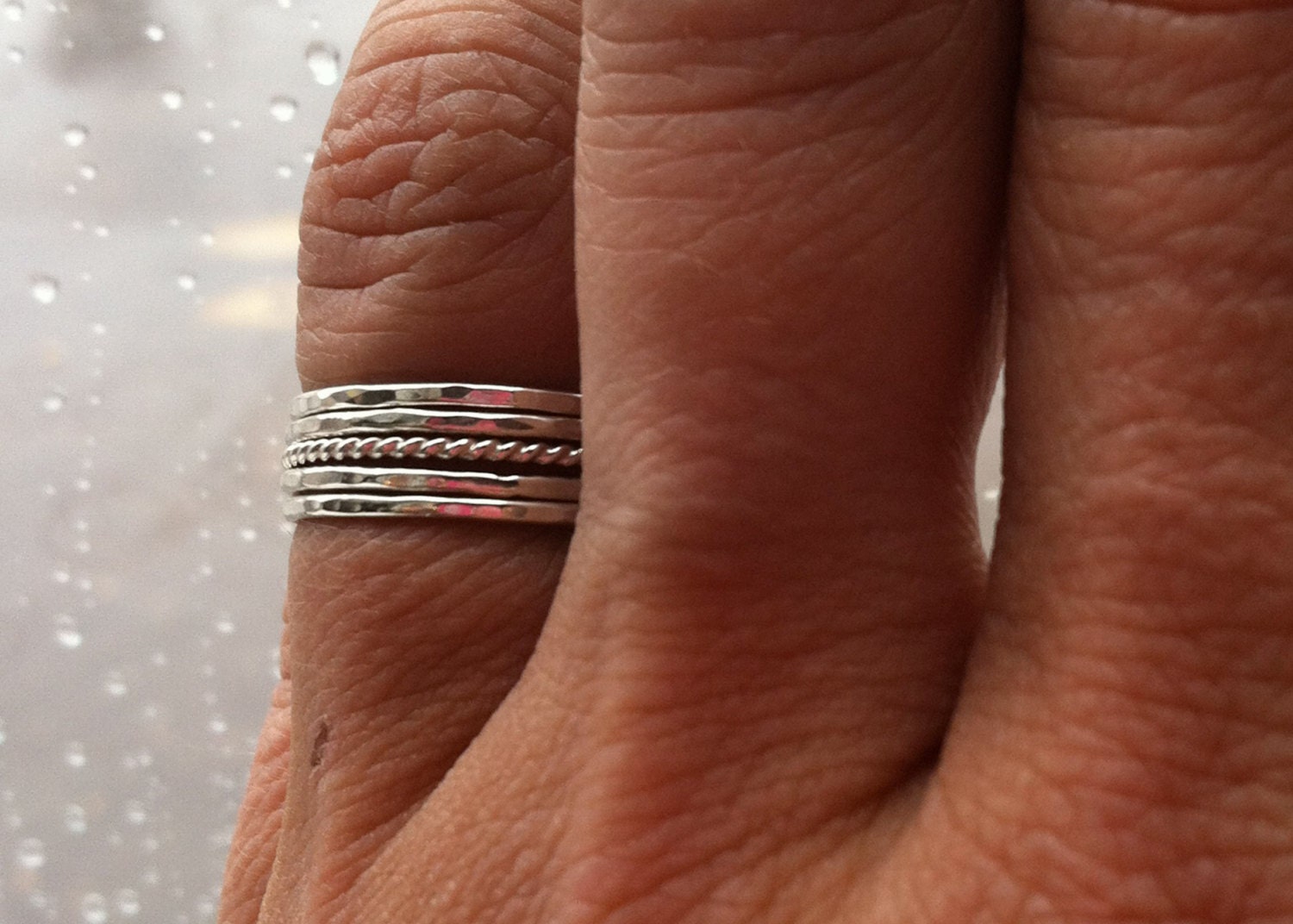 Set Of 5 Tiny Sterling Silver Stacking Rings Mix And Match