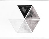 Original Geometric Ombre Color block Hexagon / Triangles Watercolor Painting / geometric colorblock - prettyinc