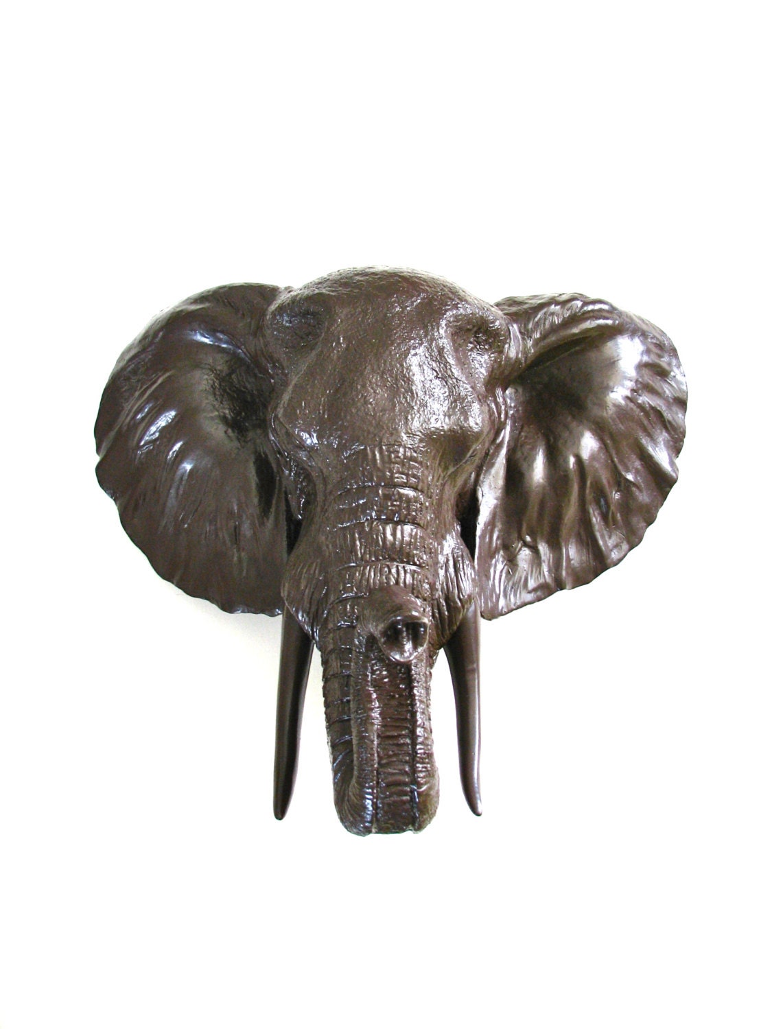 stuffed elephant head wall mount