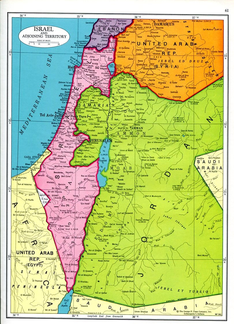 Iran Map Israel Palestine Map 1960s Middle East Cram United Iran Map Israel Palestine Map 1960s Middle East Cram United