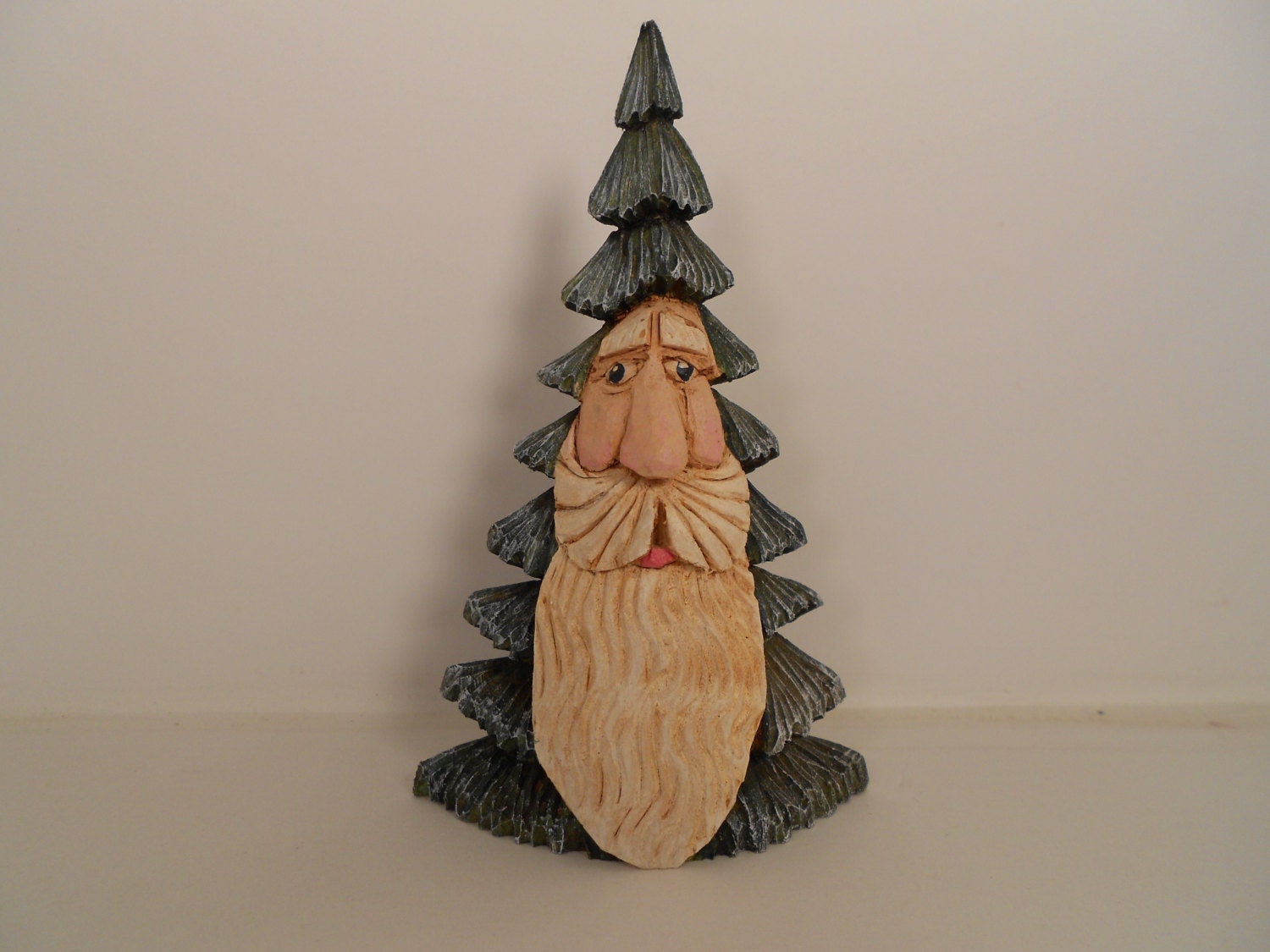 Hand Carved Wooden Santa Christmas Tree by TrueWoodcarvings