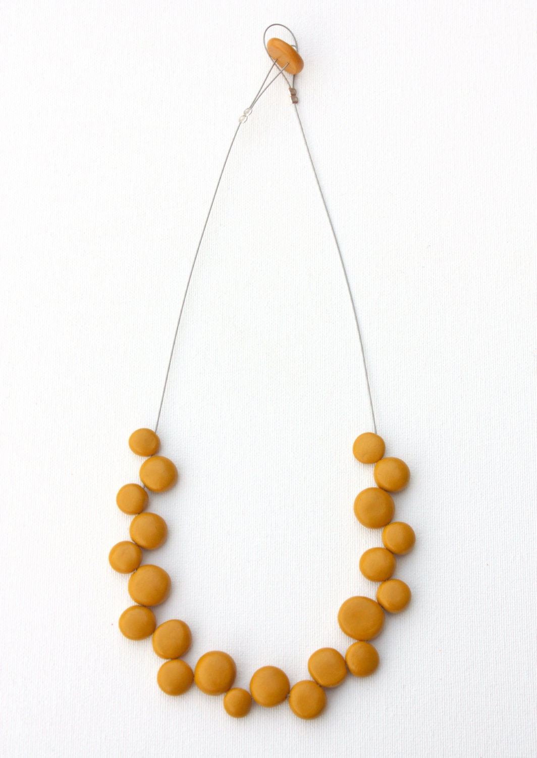 Mustard yellow bubble necklace minimal & fun by debroervandevogel