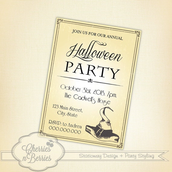 Halloween Printable Invitation. Vintage Style Il_570xn