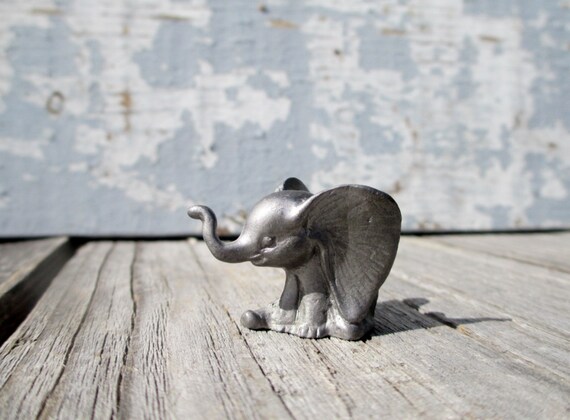 Small Pewter Elephant Figurine Vintage by SexyTrashVintage on Etsy