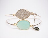 14K Gold Filled Chrysoprase Bangle Bracelet - Magical Sophistication set - Tiffany Blue - STIACOUTURE