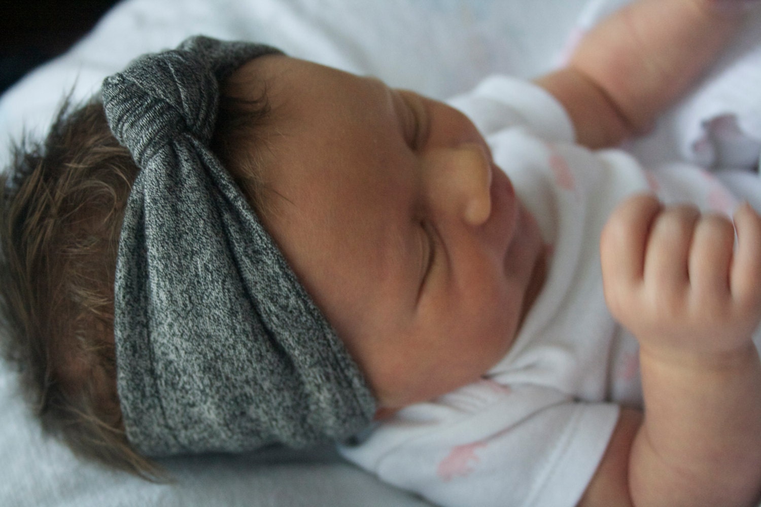 Baby Girl - Infant - Knotted Headband Turban - Speckled Grey