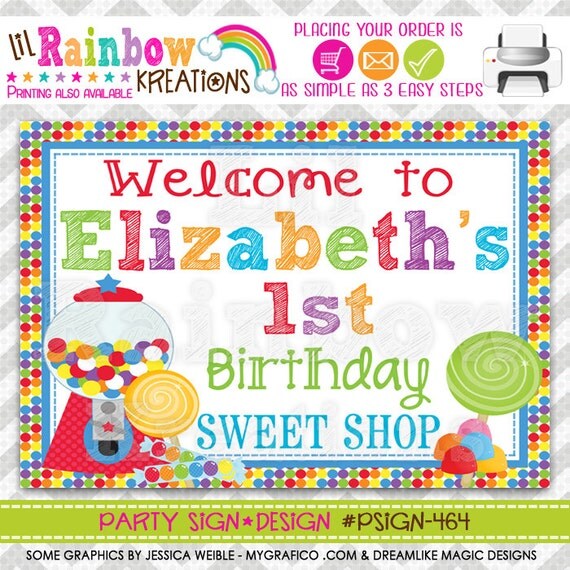 Items similar to PSIGN464 DIY Candy Shop 2 Party Sign on Etsy