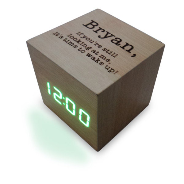 Engraved Personalized Digital Wood Alarm Clock by TealsPrairie