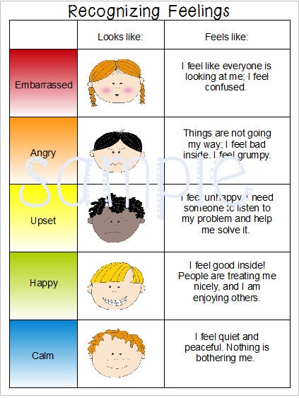 Emotions Feelings Chart Special Needs Autism by Ellemenopotomus