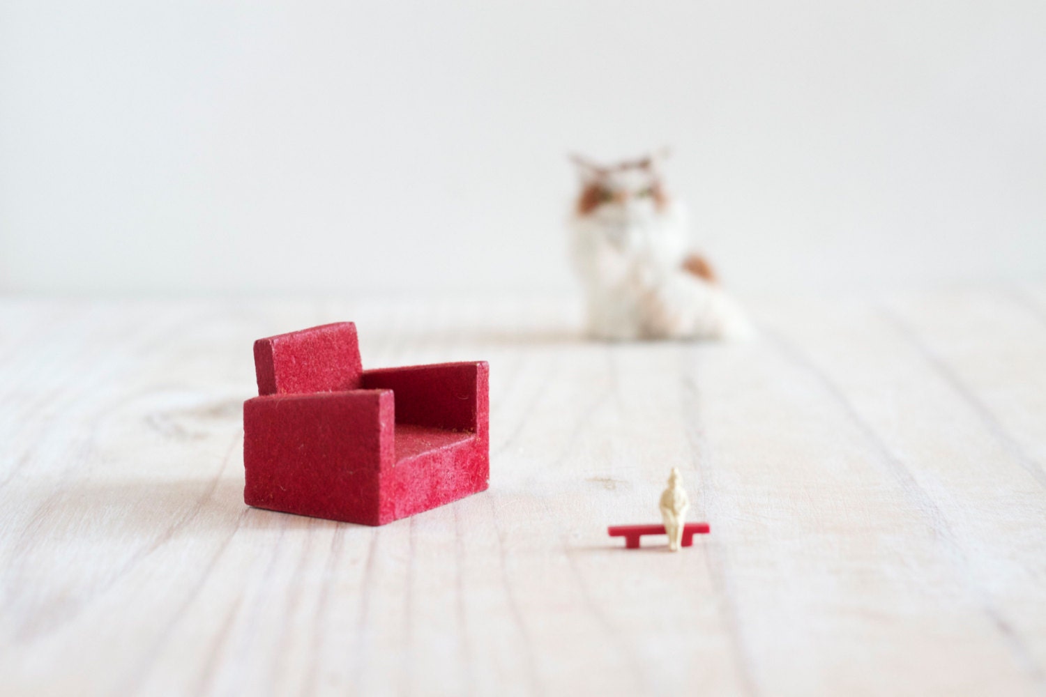 Teeny Weeny Vintage Red Arm Chair - Doll's House Miniature Living Room - MeangleanAlchemist