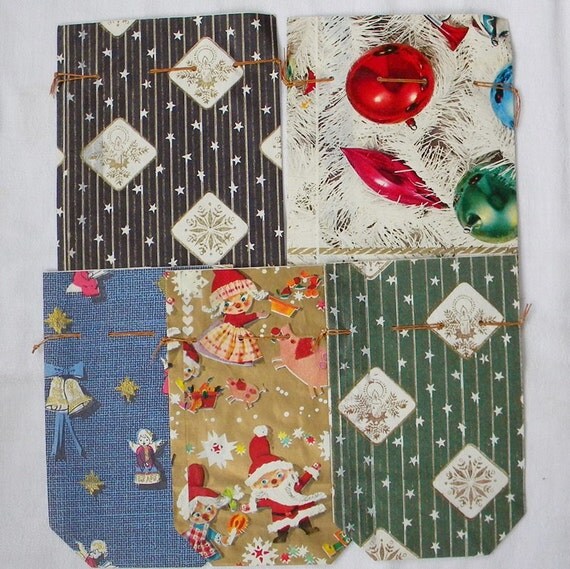 items similar to vintage christmas wrap paper gift bags items similar to vintage christmas wrap paper gift bags