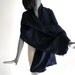 Ink Navy Blue Wrap Shawl 100% Silk Shawl Crepe Long Wrap, Formal Evening.