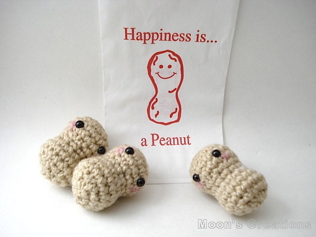 Bag of Peanuts Amigurumi - Three Peanut Dolls in a Paper Bag