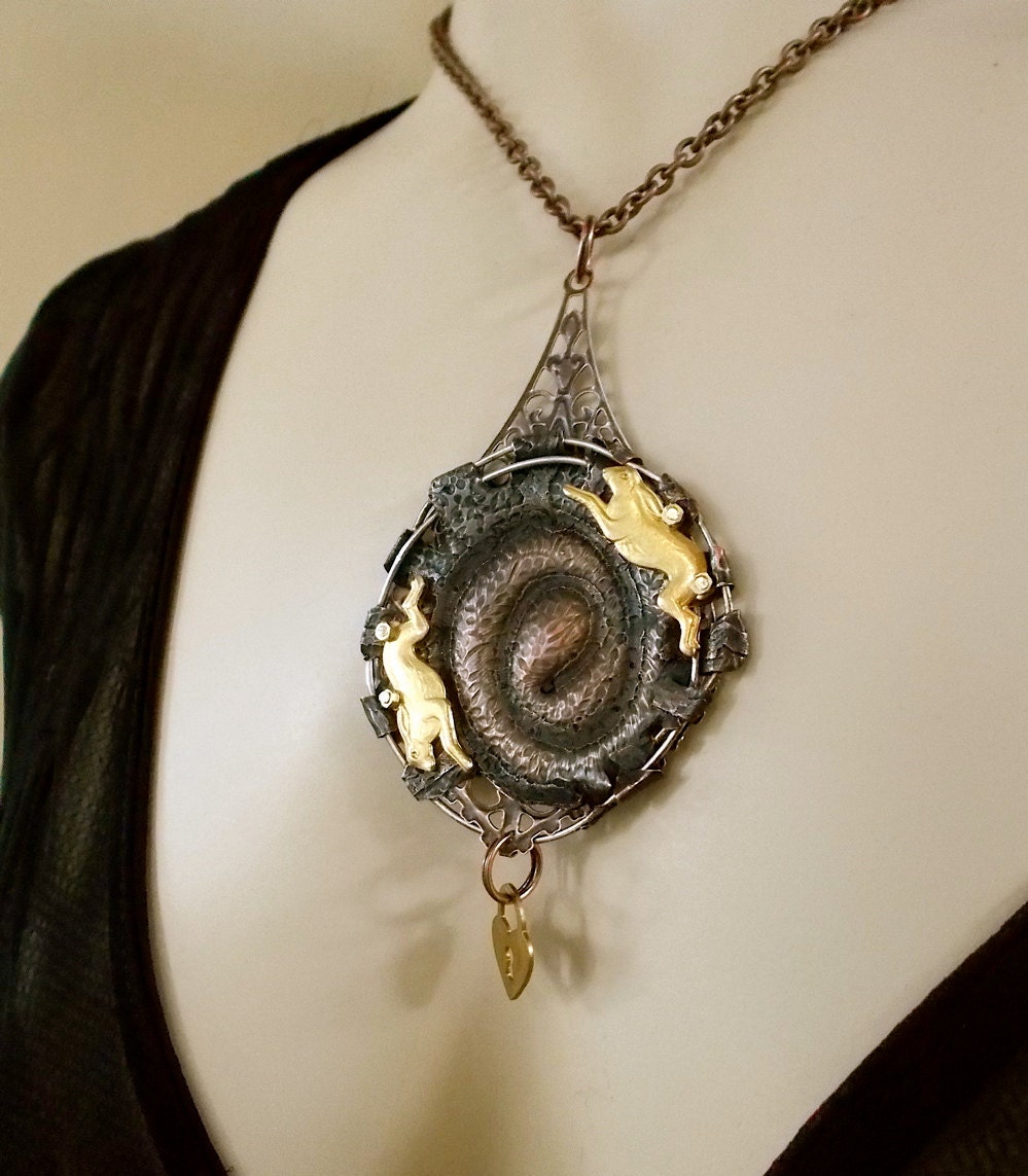 Copper Spiral Statement Necklace Victorian by MadArtjewelry