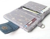 Women Wallet. Denim Card Case. Credit Card Holder. Fabric Ladies Organizer. Vegan Recycle Jeans Pink Ric Rac Wristlet Add on - MegExpressions