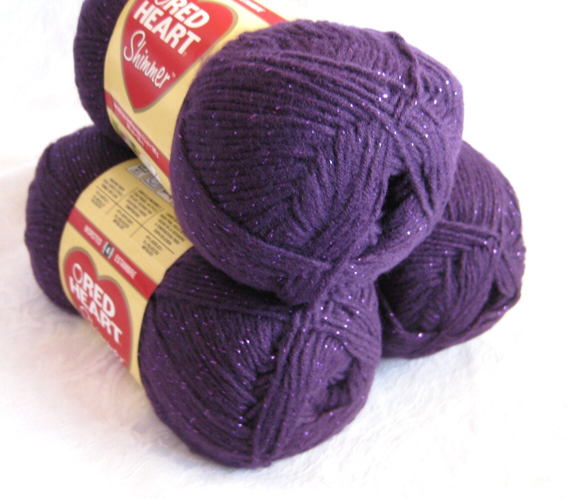Red Heart Shimmer yarn Plum Purple worsted weight by crochetgal