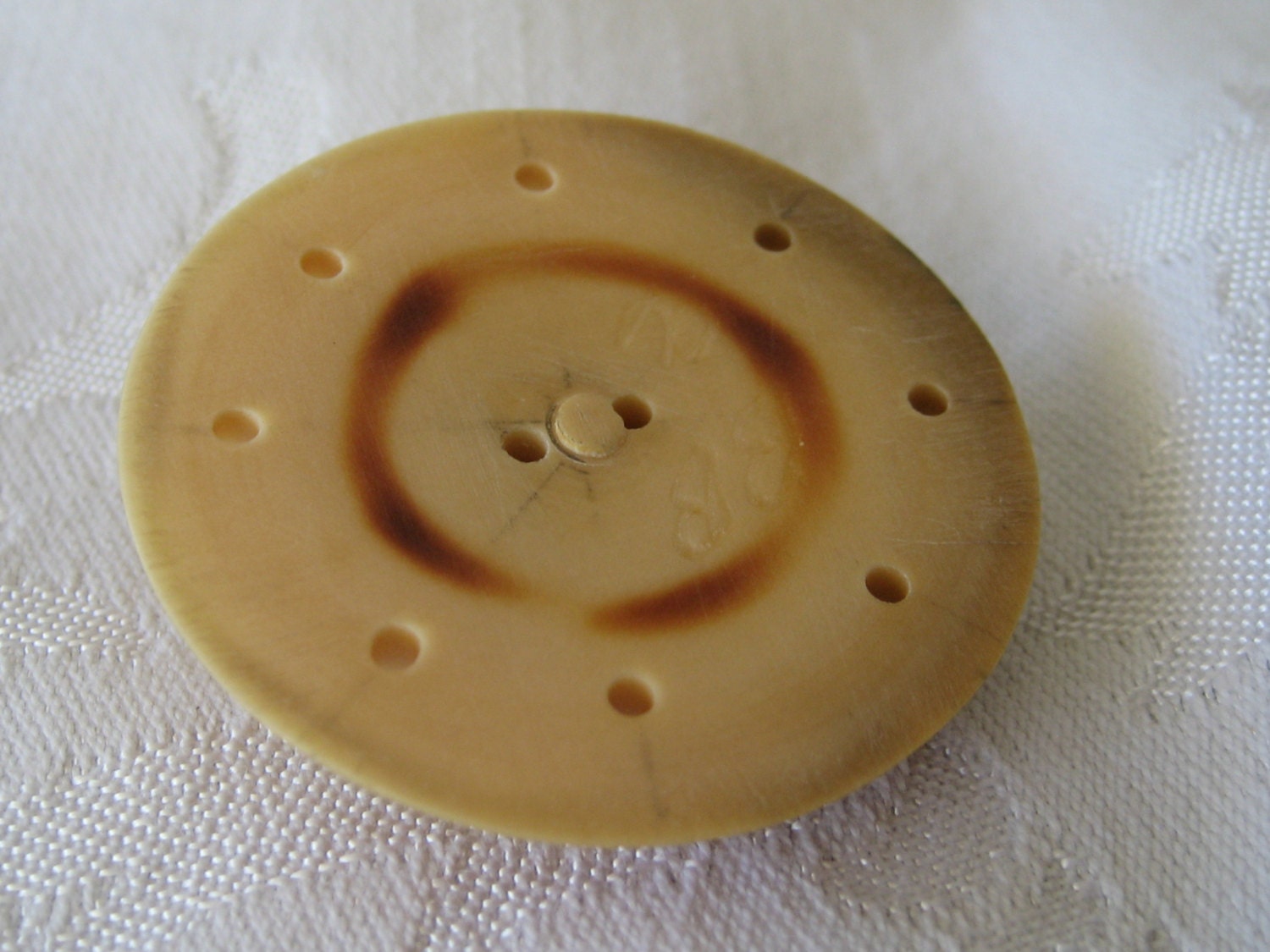 Large Studio Handmade Pierced Vegetable Ivory BUTTON