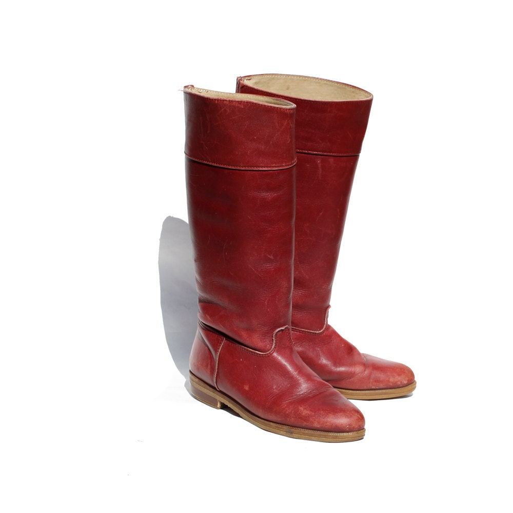 size: 8 Red Dahlia Burgundy Leather Campus Boots - TanakaVintage