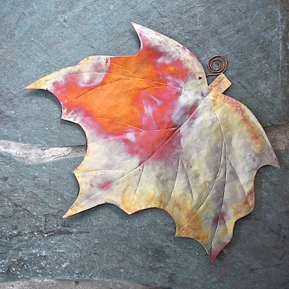 Maple Leaf Wall Hanging Eco Friendly Copper Metalwork Autumn Leaves Home Decor - RoughMagicCreations