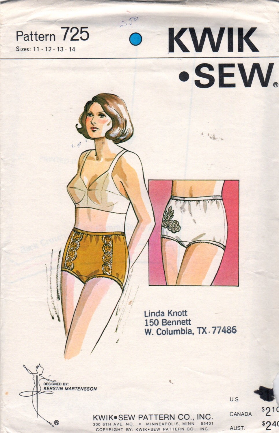 Kwik Sew S Misses Lingerie Pattern Lace Panties