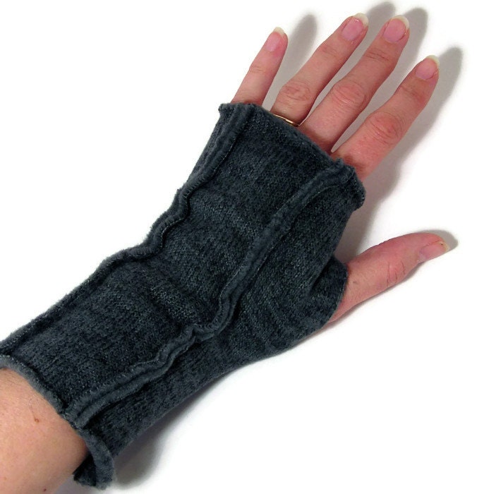 Sweater Fleece Fingerless Gloves for LADIES by WarmnCozyHands