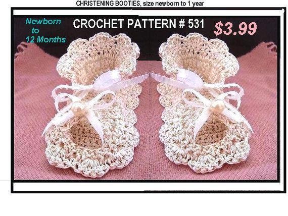 baby booties, baby christening shoes, crochet pattern baby shoes ...
