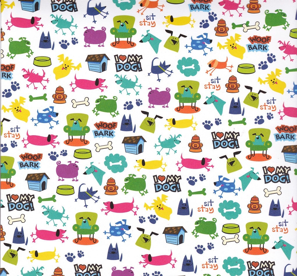 12x12 Scrapbook Paper DOG 2 Sheets Choose by CountryCroppers