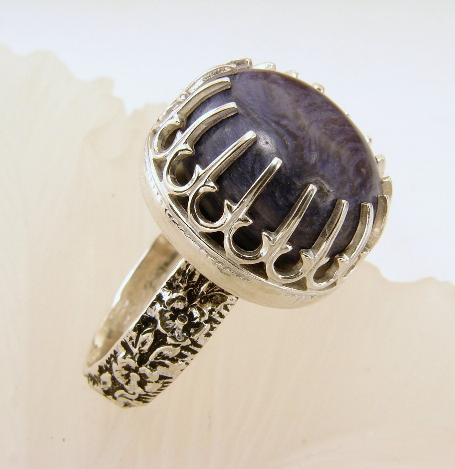 Charorite and Sterling Silver Ring - Size 6.5 but can be resized