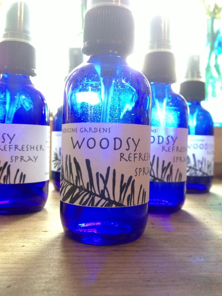 woodsy refresher spray for body, room and linen, facial toner, aftershave, deodorant - medicinegardens