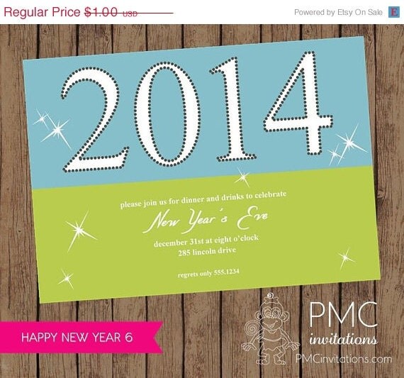 New Years Eve Party Invitations - 1.00 each with envelope Il_570xn