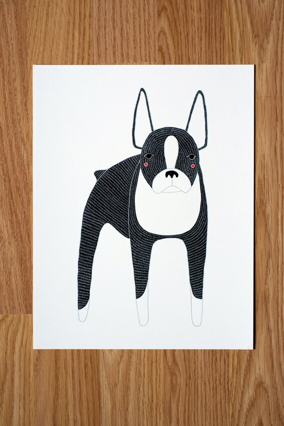 Boston Terrier Illustration - FREE US SHIPPING