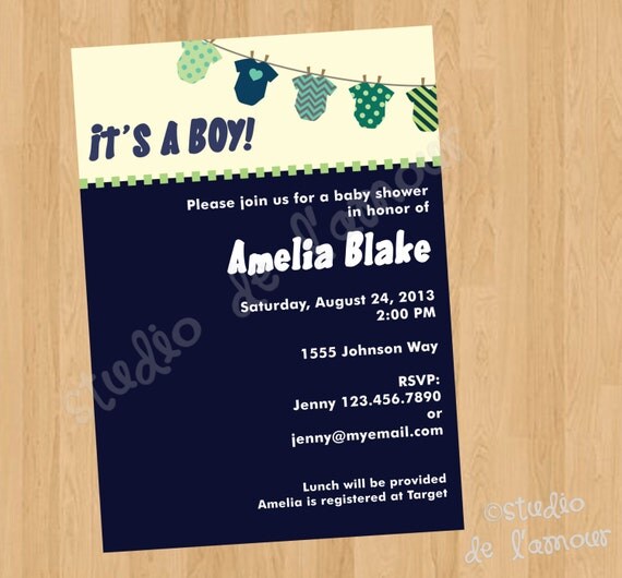 PRINTABLE PDF It's a Boy! Onesie Baby Shower Invitation Il_570xn
