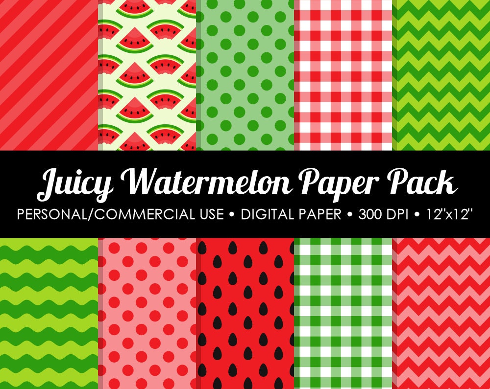 Juicy Watermelon Digital Printable Paper Pack - For Commercial or Personal Use Il_570xn