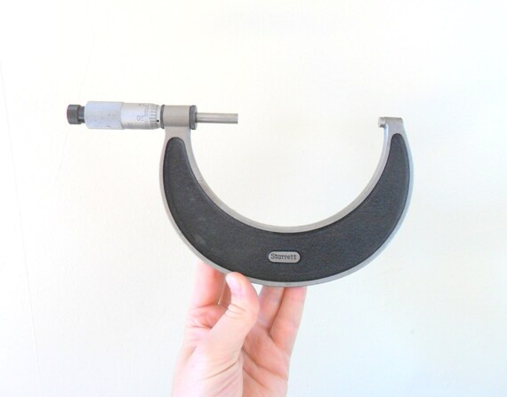 vintage 1950s starrett 5 inch metal micrometer by compostthis