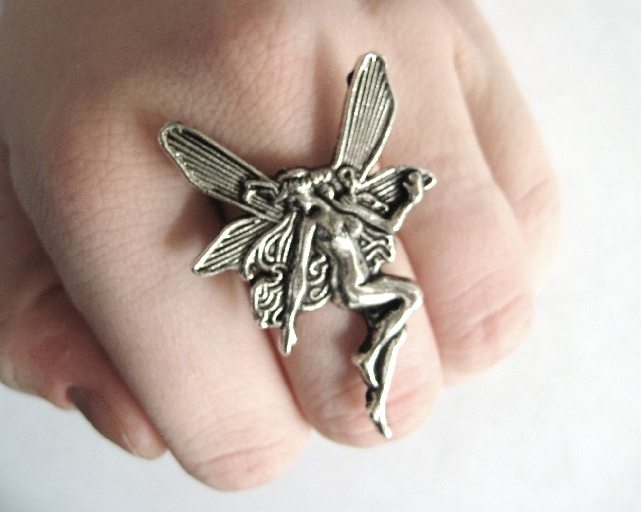 Large Fairy Ring Silver Fairy Jewelry by SpotLightJewelry