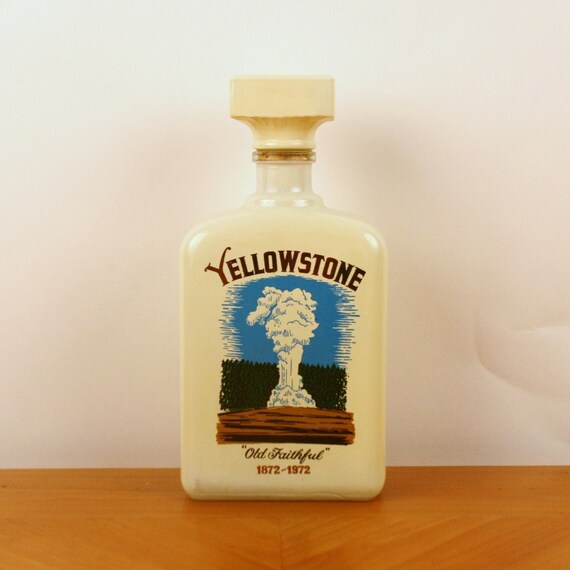 Vintage Yellowstone Bourbon Glass Decanter Old by sariloaf