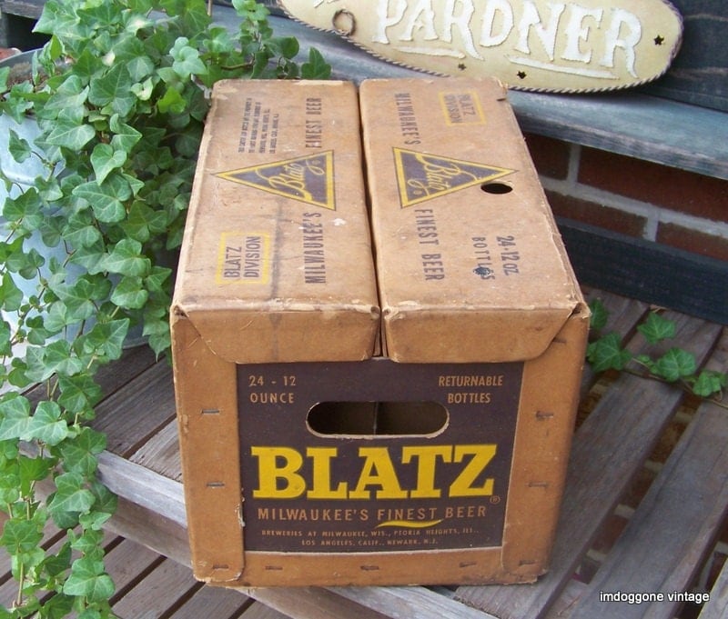 Vintage Blatz Beer Box Cardboard Crate for 24 12 oz by imdoggone