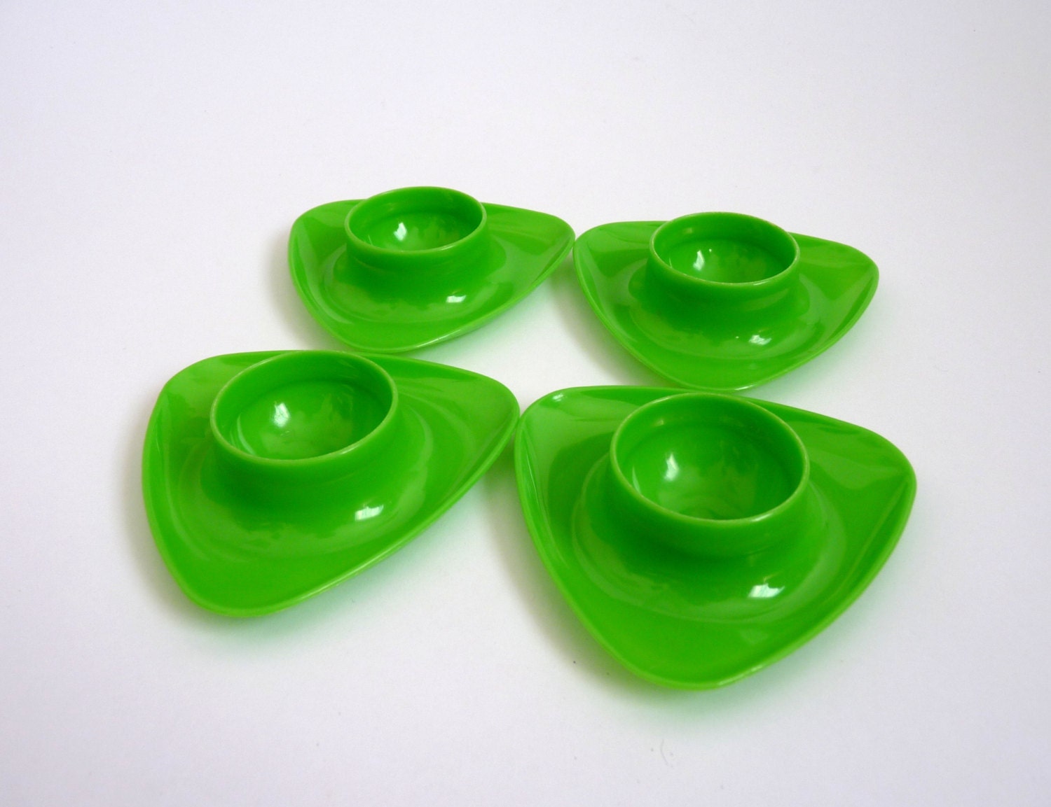 Four Vintage Green Plastic Egg Cups by FoxandThomas on Etsy
