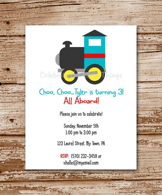 Train Invitation / Personalized / Choo Choo / Printable PDF File Il_570xn