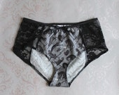 The Black Cat Halloween Knickers in Cotton and Lace Ready to Ship - ohhhlulu