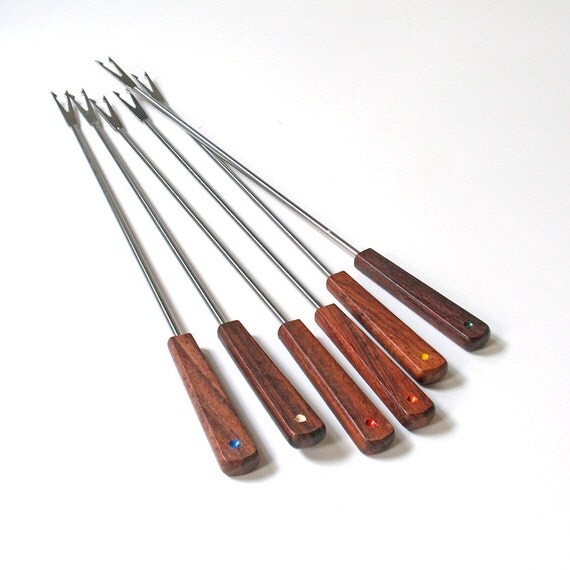 Vintage Stainless Steel Fondue Fork Set in Box by RattyAndCatty