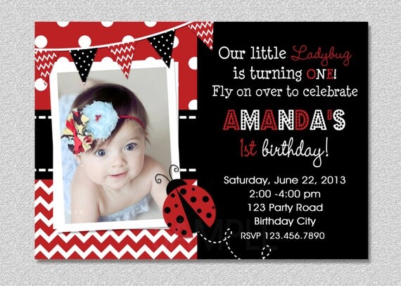 Ladybug Birthday Invitation Ladybug Birthday Party Invitation Printable Il_570xn